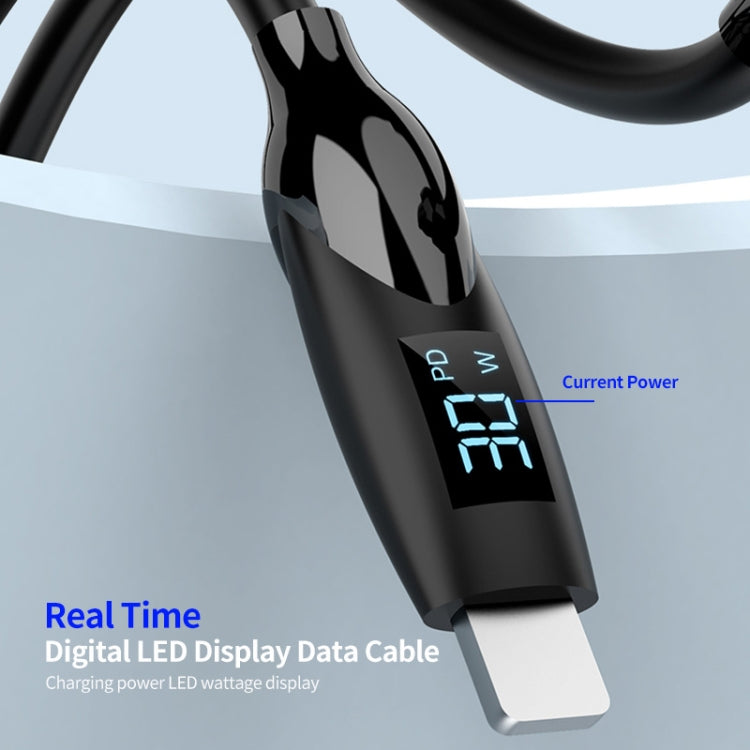 ENKAY PD30W Type-C to 8 Pin Fast Charging Data Silicone Cable with LED Display, Length:1m(Black) - 2 in 1 Cable by ENKAY | Online Shopping UK | buy2fix