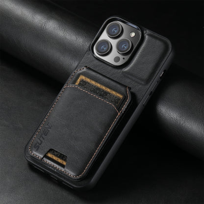 For iPhone 16 Plus Suteni H02 Leather Wallet Stand Back Phone Case(Black) - iPhone 16 Plus Cases by Suteni | Online Shopping UK | buy2fix