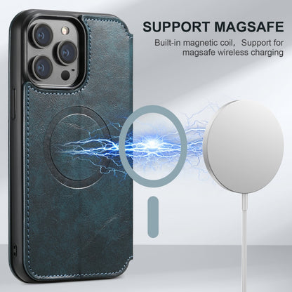 For iPhone 16 Pro Max Suteni J05 Leather Magnetic MagSafe Phone Case(Blue) - iPhone 16 Pro Max Cases by Suteni | Online Shopping UK | buy2fix