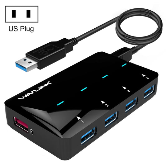 WAVLINK WL-UH3042P1 2.4A Fast Charging Adapter for Keyboard Mouse 4-Port USB3.0 HUB(US Plug) - USB 3.0 HUB by WAVLINK | Online Shopping UK | buy2fix