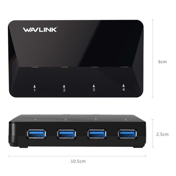 WAVLINK WL-UH3042P1 2.4A Fast Charging Adapter for Keyboard Mouse 4-Port USB3.0 HUB(EU Plug) - USB 3.0 HUB by WAVLINK | Online Shopping UK | buy2fix