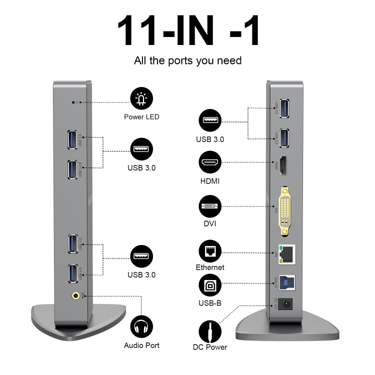 WAVLINK WL-UG39DK7 USB3.0 Hub Adapter Multi-Screen Graphics Card Universal Docking Station, Plug:AU Plug - USB HUB by WAVLINK | Online Shopping UK | buy2fix