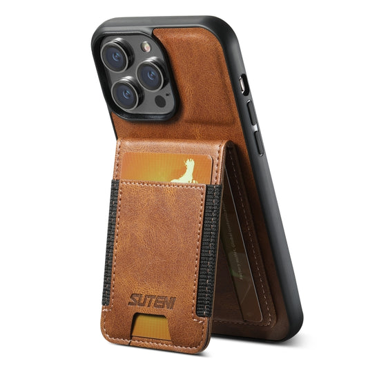 For iPhone 16 Pro Max Suteni H03 Oil Wax Leather Wallet Stand Back Phone Case(Brown) - iPhone 16 Pro Max Cases by Suteni | Online Shopping UK | buy2fix