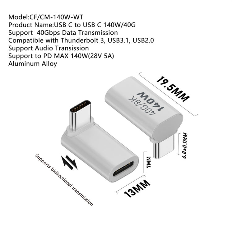 USB 3.1 Type-C to Type-C 40Gbps 8K Transmission Adapter 140W 5A Charge, Specification:Type-C Female to Female - Cable & Adapters by buy2fix | Online Shopping UK | buy2fix