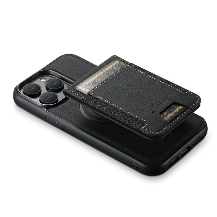 For iPhone 15 Pro Max Suteni H17 Litchi Texture Leather MagSafe Detachable Wallet Phone Case(Black) - iPhone 15 Pro Max Cases by Suteni | Online Shopping UK | buy2fix