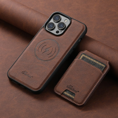For iPhone 12 Pro Max Suteni H17 Litchi Texture Leather MagSafe Detachable Wallet Phone Case(Brown) - iPhone 12 Pro Max Cases by Suteni | Online Shopping UK | buy2fix
