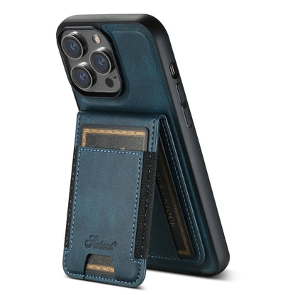 For iPhone 14 Suteni H17 Oil Eax Leather MagSafe Detachable Wallet Phone Case(Blue) - iPhone 14 Cases by Suteni | Online Shopping UK | buy2fix