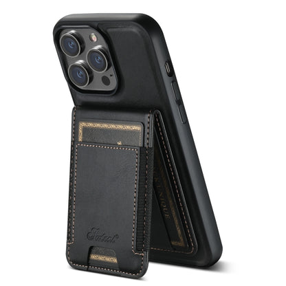 For iPhone 13 Suteni H17 Oil Eax Leather MagSafe Detachable Wallet Phone Case(Black) - iPhone 13 Cases by Suteni | Online Shopping UK | buy2fix