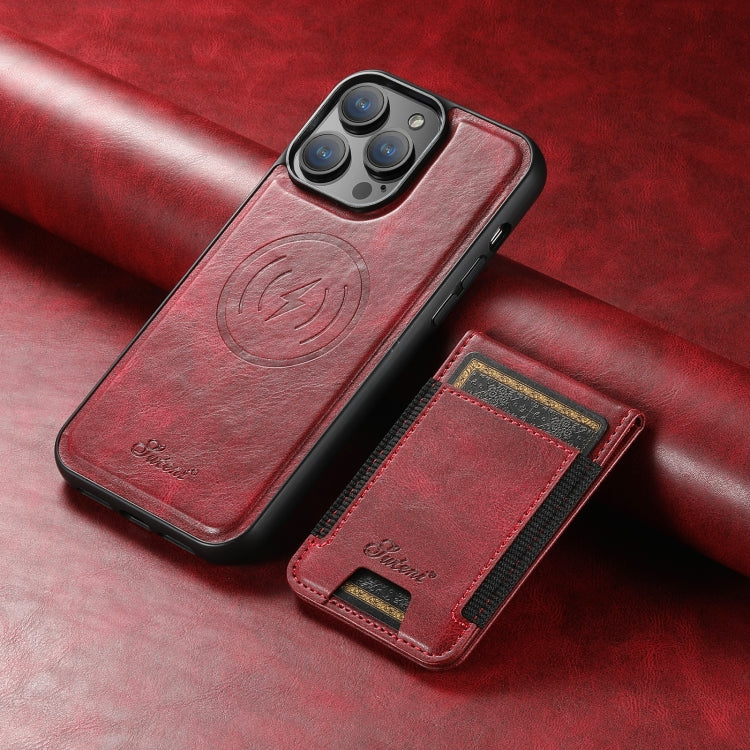 For iPhone 12  Suteni H17 Oil Eax Leather MagSafe Detachable Wallet Phone Case(Red) - iPhone 12 / 12 Pro Cases by Suteni | Online Shopping UK | buy2fix