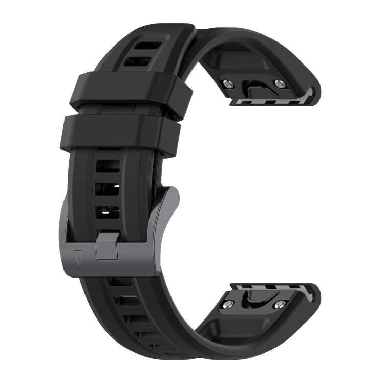 For Garmin Fenix 7 Pro Solid Color Black Buckle Silicone Quick Release Watch Band(Black) - Watch Bands by buy2fix | Online Shopping UK | buy2fix