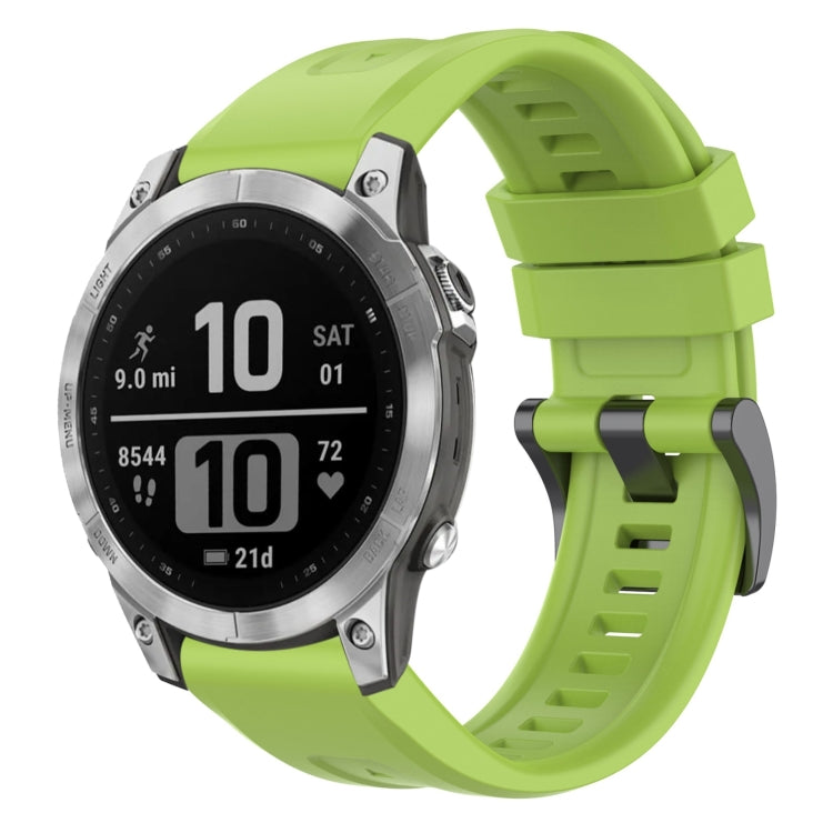 For Garmin Fenix 7 Pro Solid Color Black Buckle Silicone Quick Release Watch Band(Lime green) - Watch Bands by buy2fix | Online Shopping UK | buy2fix