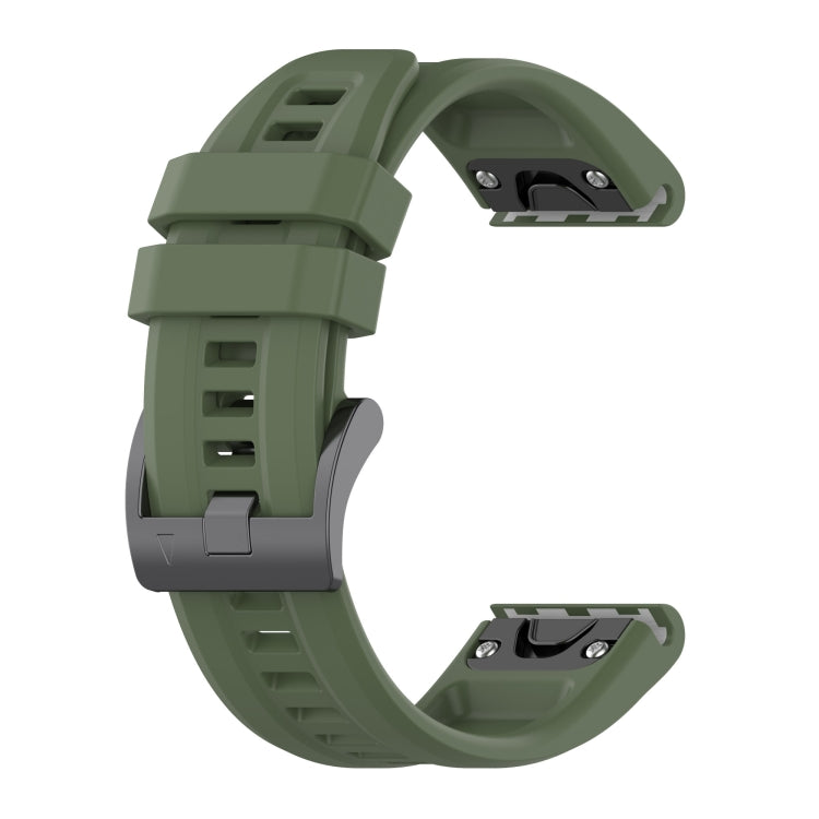 For Garmin Fenix 7 Solar / Sapphire Solar Solid Color Black Buckle Silicone Quick Release Watch Band(Dark Green) - Watch Bands by buy2fix | Online Shopping UK | buy2fix