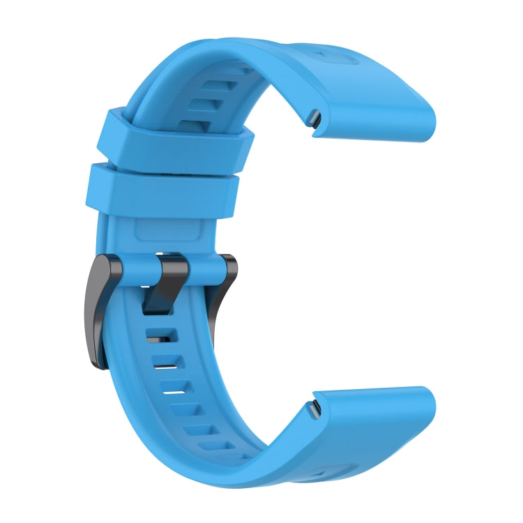 For Garmin Fenix 5 / Fenix 5 Plus Solid Color Black Buckle Silicone Quick Release Watch Band(Sky Blue) - Watch Bands by buy2fix | Online Shopping UK | buy2fix