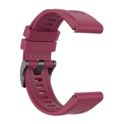 For Garmin MARQ Solid Color Black Buckle Silicone Quick Release Watch Band(Wine Red) - Watch Bands by buy2fix | Online Shopping UK | buy2fix