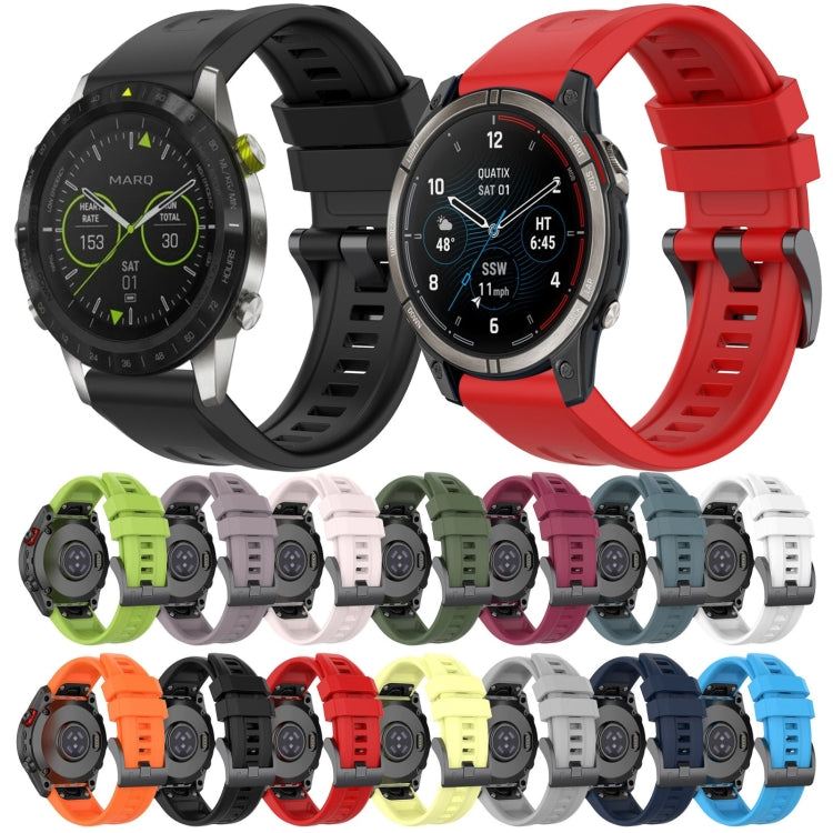 For Garmin Fenix 7 Pro Solid Color Black Buckle Silicone Quick Release Watch Band(Lime green) - Watch Bands by buy2fix | Online Shopping UK | buy2fix