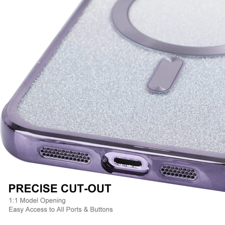 For iPhone 15 Pro Max ENKAY Hat-Prince Magnetic Glitter Plated Shockproof Phone Case with Lens Film(Blue) - iPhone 15 Pro Max Cases by ENKAY | Online Shopping UK | buy2fix