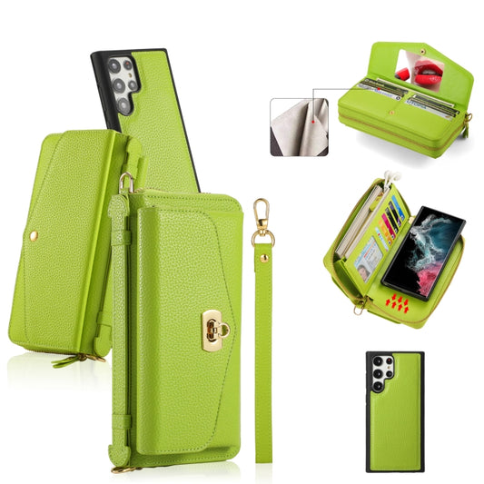 For Samsung Galaxy S22 5G Crossbody Multi-functional Zipper Wallet Litchi Leather Phone Case(Green) - Galaxy S22 5G Cases by buy2fix | Online Shopping UK | buy2fix