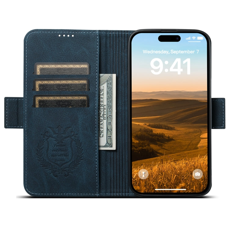 For iPhone 14 Plus SUTENI J07 Multifunctional Horizontal Flip Magsafe Leather Phone Case(Blue) - iPhone 14 Plus Cases by Suteni | Online Shopping UK | buy2fix