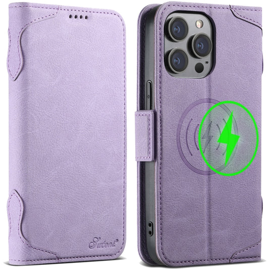 For iPhone 14 Pro Max SUTENI J07 Multifunctional Horizontal Flip Magsafe Leather Phone Case(Purple) - iPhone 14 Pro Max Cases by Suteni | Online Shopping UK | buy2fix