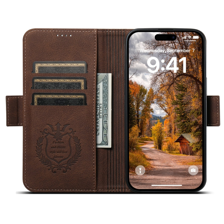 For iPhone 15 Pro Max SUTENI J07 Multifunctional Horizontal Flip Magsafe Leather Phone Case(Brown) - iPhone 15 Pro Max Cases by Suteni | Online Shopping UK | buy2fix