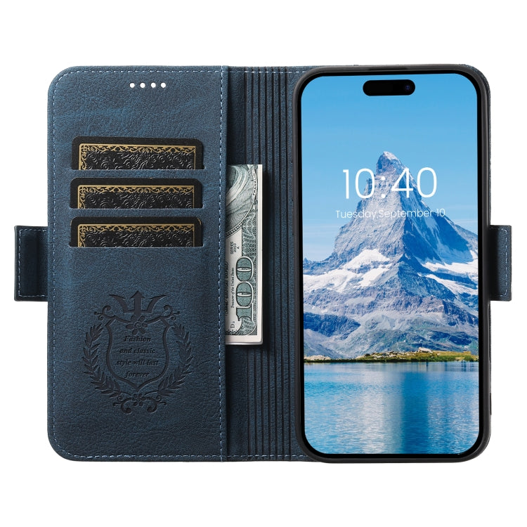 For iPhone 16 Plus SUTENI J07 Multifunctional Horizontal Flip Magsafe Leather Phone Case(Blue) - iPhone 16 Plus Cases by Suteni | Online Shopping UK | buy2fix