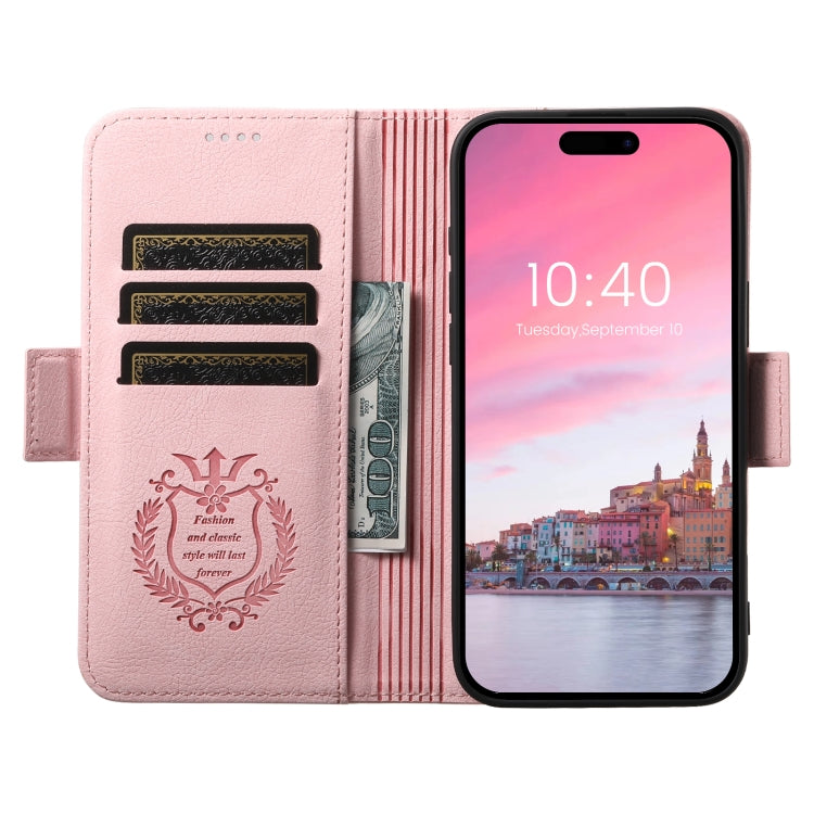 For iPhone 16 Plus SUTENI J07 Multifunctional Horizontal Flip Magsafe Leather Phone Case(Pink) - iPhone 16 Plus Cases by Suteni | Online Shopping UK | buy2fix