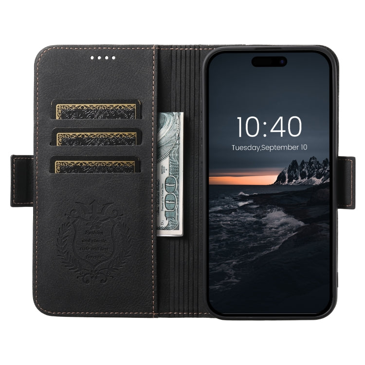 For iPhone 16 Pro Max SUTENI J07 Multifunctional Horizontal Flip Magsafe Leather Phone Case(Black) - iPhone 16 Pro Max Cases by Suteni | Online Shopping UK | buy2fix