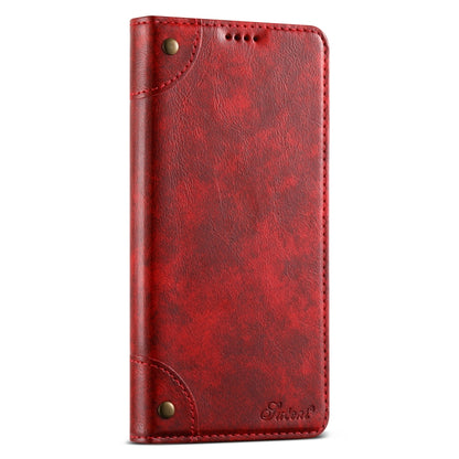 For Samsug Galaxy S24 Ultra 5G Suteni Baroque Calf Texture Buckle Wallet Leather Phone Case(Red) - Galaxy S24 Ultra 5G Cases by Suteni | Online Shopping UK | buy2fix