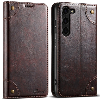 For Samsung Galaxy S24 5G Suteni Baroque Calf Texture Buckle Wallet Leather Phone Case(Brown) - Galaxy S24 5G Cases by Suteni | Online Shopping UK | buy2fix