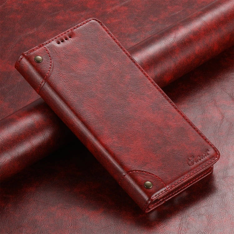 For Samsung Galaxy S24 5G Suteni Baroque Calf Texture Buckle Wallet Leather Phone Case(Red) - Galaxy S24 5G Cases by Suteni | Online Shopping UK | buy2fix