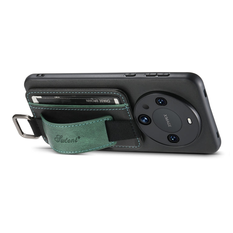 For Huawei Mate 60  Pro+ Suteni H13 Card Wallet Wrist Strap Holder PU Phone Case(Black) - Huawei Cases by Suteni | Online Shopping UK | buy2fix