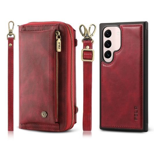 For Samsung Galaxy S22 5G Crossbody Multi-functional Zipper Wallet Leather Phone Case(Red) - Galaxy S22 5G Cases by buy2fix | Online Shopping UK | buy2fix