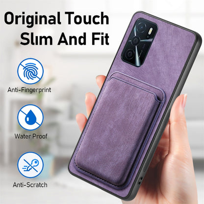 For OPPO A78 4G Retro Leather Card Bag Magnetic Phone Case(Purple) - OPPO Cases by buy2fix | Online Shopping UK | buy2fix