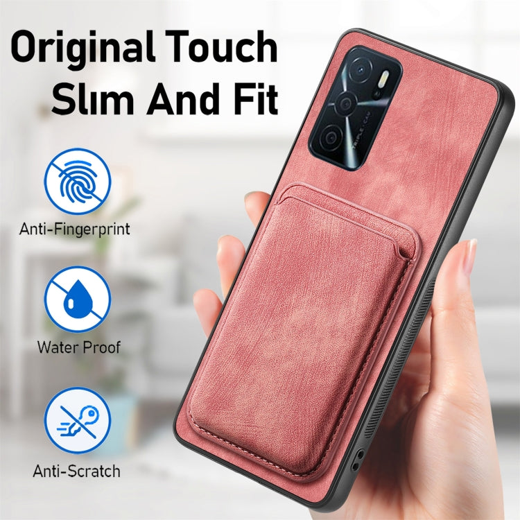 For OPPO Reno8 T 5G Retro Leather Card Bag Magnetic Phone Case(Pink) - OPPO Cases by buy2fix | Online Shopping UK | buy2fix