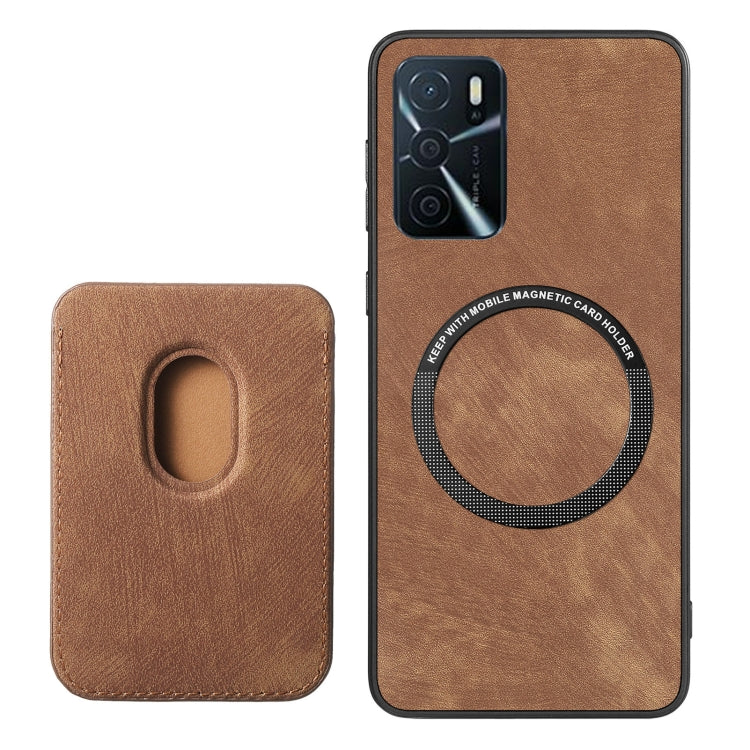 For OPPO A57 4G Retro Leather Card Bag Magnetic Phone Case(Brown) - OPPO Cases by buy2fix | Online Shopping UK | buy2fix