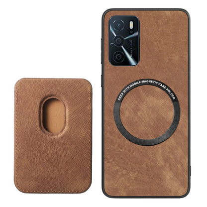 For OPPO A57 5G Retro Leather Card Bag Magnetic Phone Case(Brown) - OPPO Cases by buy2fix | Online Shopping UK | buy2fix