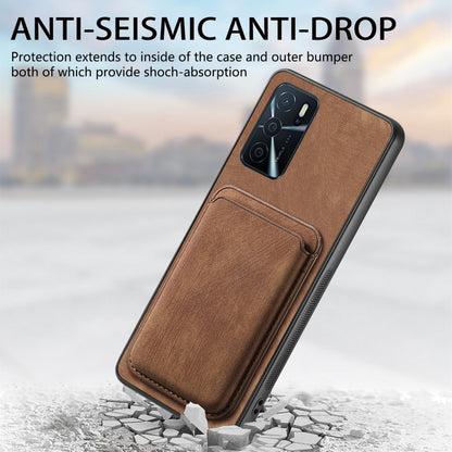 For OPPO Reno6 5G Retro Leather Card Bag Magnetic Phone Case(Brown) - OPPO Cases by buy2fix | Online Shopping UK | buy2fix