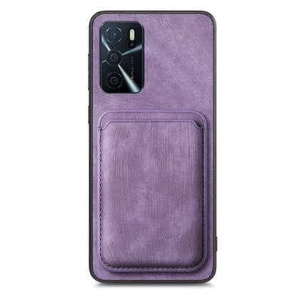 For OPPO Reno6 Pro+ Retro Leather Card Bag Magnetic Phone Case(Purple) - OPPO Cases by buy2fix | Online Shopping UK | buy2fix