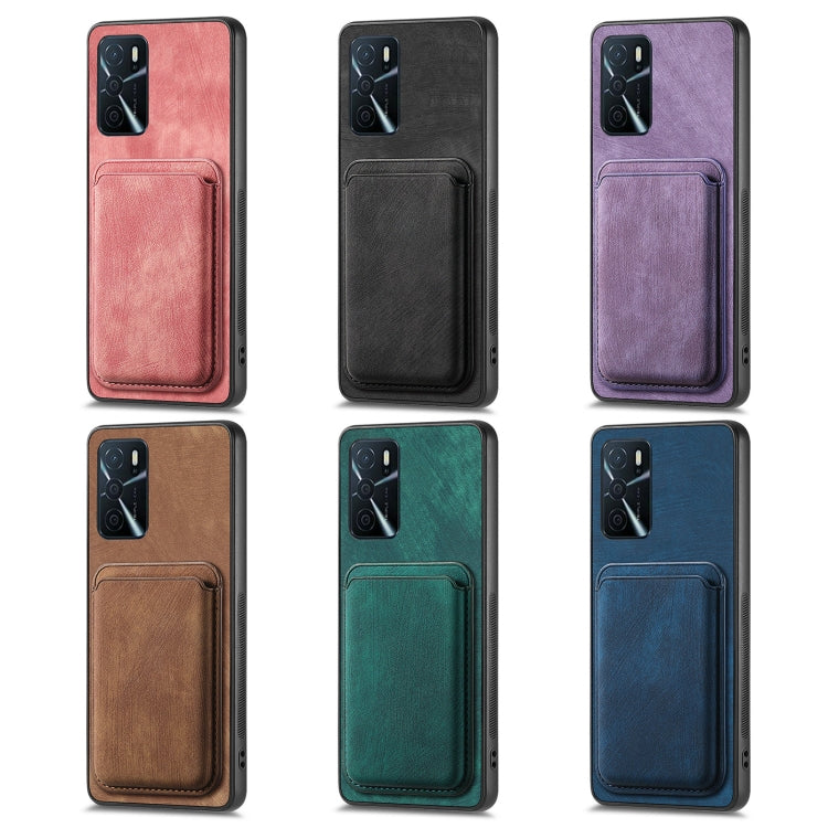 For OPPO Reno8 Z Retro Leather Card Bag Magnetic Phone Case(Pink) - OPPO Cases by buy2fix | Online Shopping UK | buy2fix