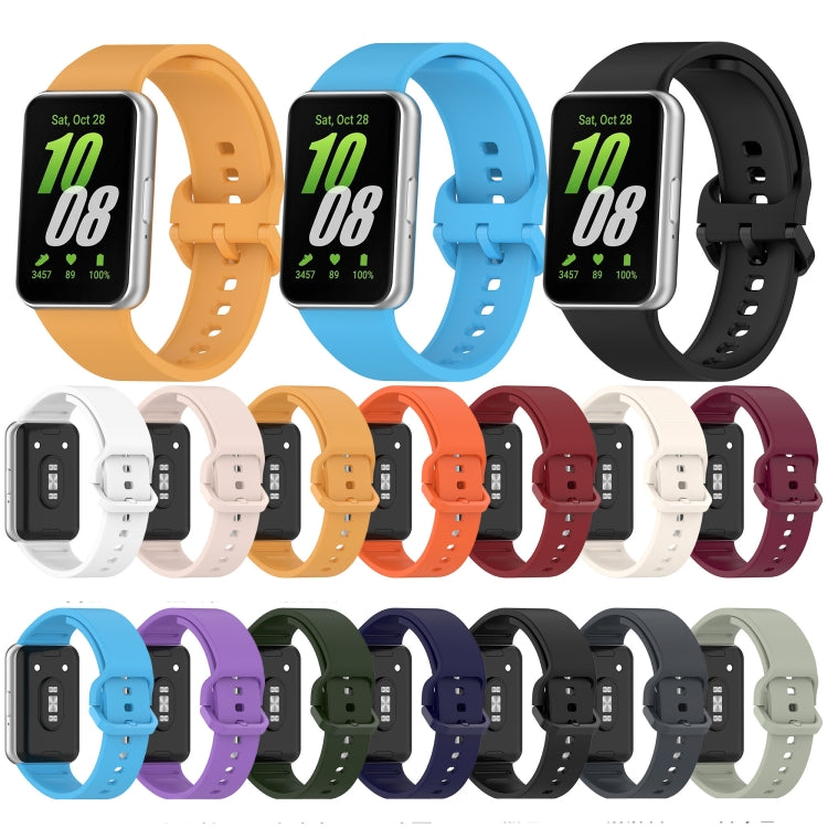 For Samsung Galaxy Fit 3 Solid Color Colorful Buckle Silicone Watch Band(Gray) - Watch Bands by buy2fix | Online Shopping UK | buy2fix