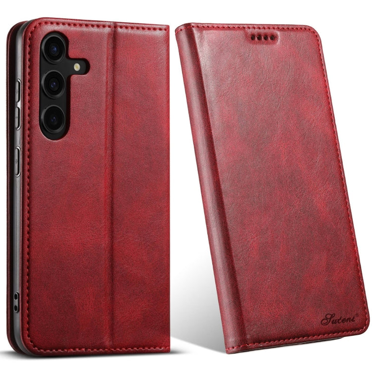 For Samsung Galaxy S24 5G Suteni J02 Oil Wax Wallet Leather Phone Case(Red) - Galaxy S24 5G Cases by Suteni | Online Shopping UK | buy2fix