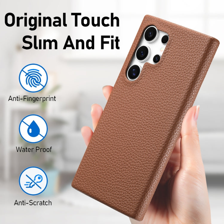 For Samsung Galaxy S23 Ultra 5G Litchi Oil Edge Leather Back Phone Case(Brown) - Galaxy S23 Ultra 5G Cases by buy2fix | Online Shopping UK | buy2fix