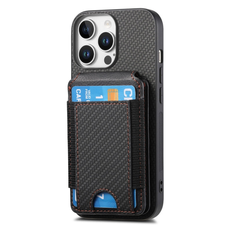 For iPhone 16 Pro Max Carbon Fiber Vertical Flip Wallet Stand Phone Case(Black) - More iPhone Cases by buy2fix | Online Shopping UK | buy2fix