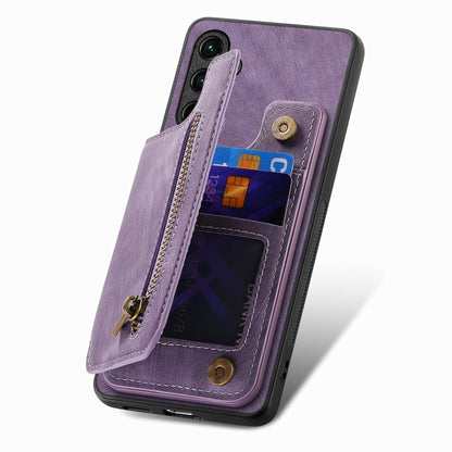 For Samsung Galaxy S25 Ultra 5G Retro Leather Zipper Wallet Back Phone Case(Purple) - Galaxy S25 Ultra 5G Cases by buy2fix | Online Shopping UK | buy2fix