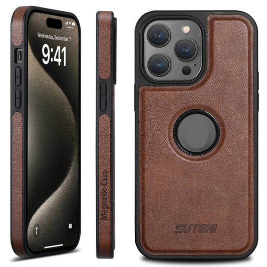 For iPhone 16 Pro Max Suteni G1 Magsafe Leather Back Phone Case(Brown) - iPhone 16 Pro Max Cases by Suteni | Online Shopping UK | buy2fix