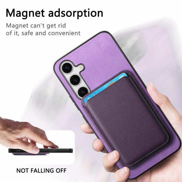 For Samsung Galaxy S24+ 5G Retro Magsafe Card Bag PU Back Cover Phone Case(Purple) - Galaxy S24+ 5G Cases by buy2fix | Online Shopping UK | buy2fix