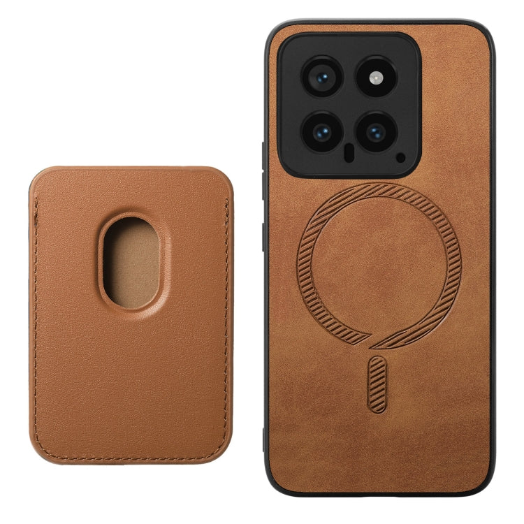 For Xiaomi Redmi Note 13 Pro 4G Retro Magsafe Card Bag PU Back Cover Phone Case(Brown) - Note 13 Pro Cases by buy2fix | Online Shopping UK | buy2fix