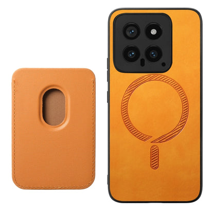 For Xiaomi Redmi Turbo 3 5G Retro Magsafe Card Bag PU Back Cover Phone Case(Yellow) - Xiaomi Cases by buy2fix | Online Shopping UK | buy2fix
