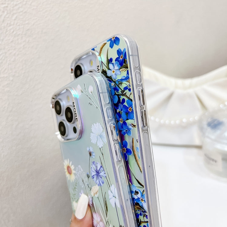 For iPhone 16 Pro Electroplating Laser Flower Phone Case with Wrist Strap(Flower AH6) - iPhone 16 Pro Cases by buy2fix | Online Shopping UK | buy2fix