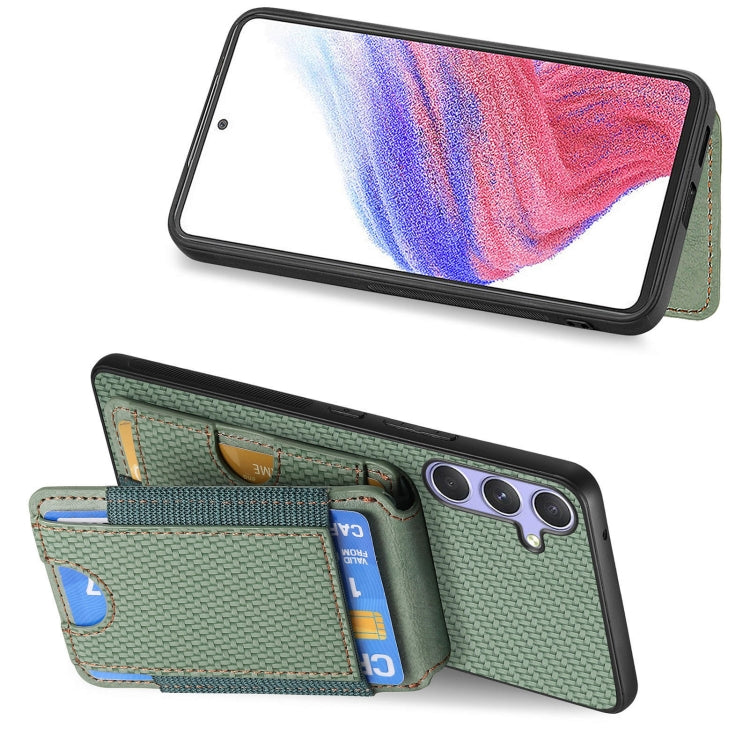 For Samsung Galaxy S25 5G Carbon Fiber Vertical Flip Wallet Stand Phone Case(Green) - Galaxy S25 5G Cases by buy2fix | Online Shopping UK | buy2fix